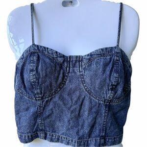 Indigo Rising Woman’s Denim Bustier Festival Style Crop Top Size Medium